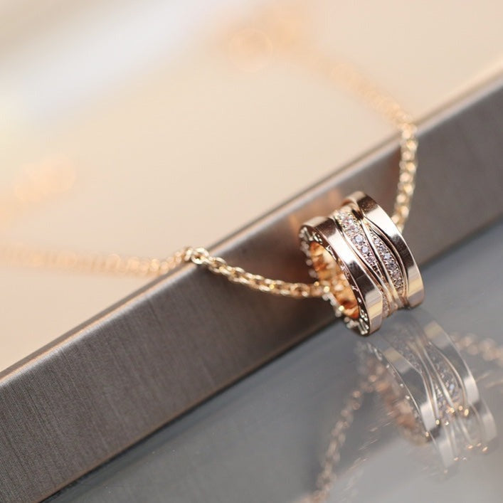 BVLGARI ZERO 1 PINK GOLD NECKLACE DIAMOND