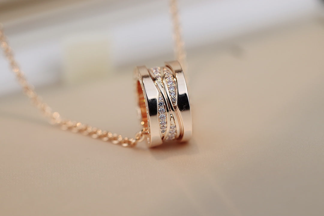 BVLGARI ZERO 1 PINK GOLD NECKLACE DIAMOND