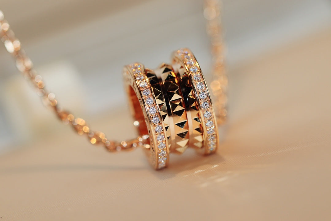 BVLGARI ZERO 1 ROCK PEDANT PINK GOLD NECKLACE