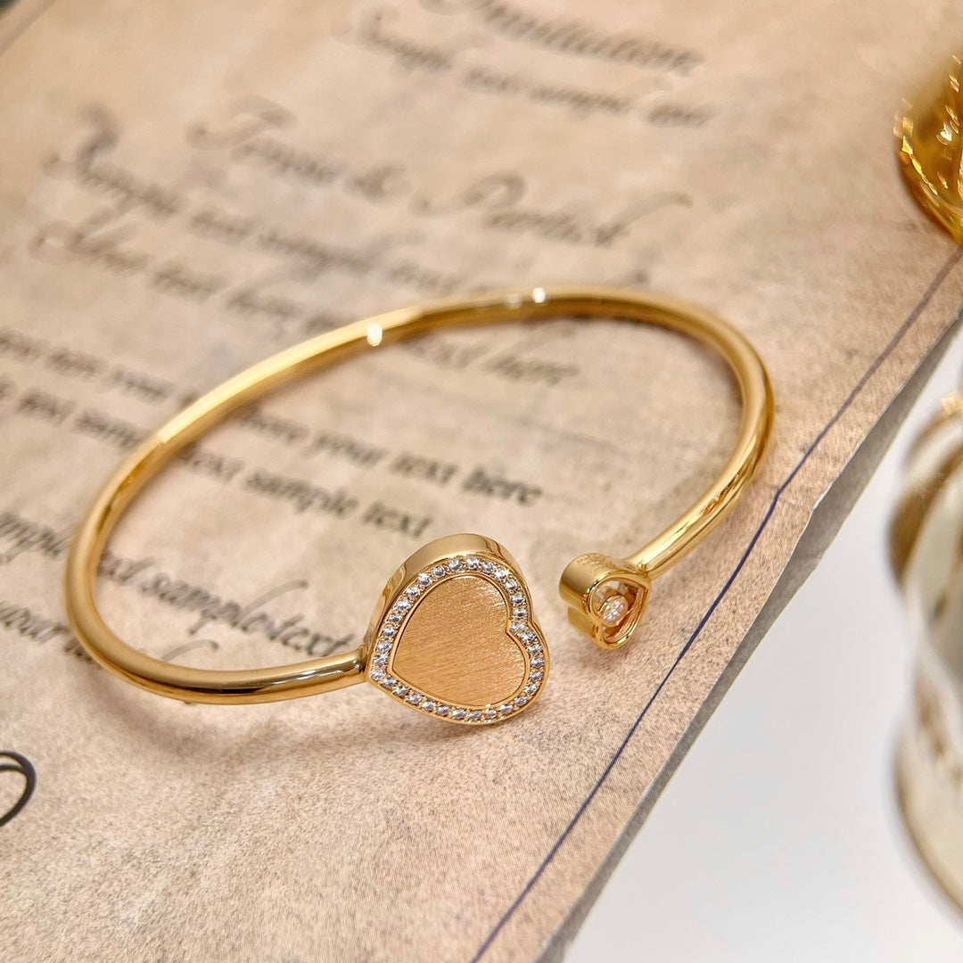 CHOPARD HAPPY HEART BRACELET PINK GOLD TIGER EYE DIAMOND
