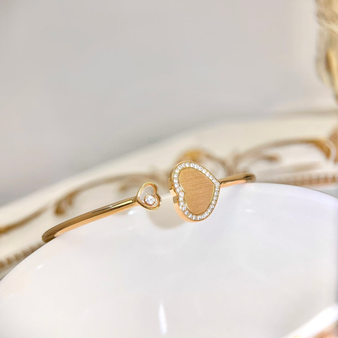 CHOPARD HAPPY HEART BRACELET PINK GOLD TIGER EYE DIAMOND