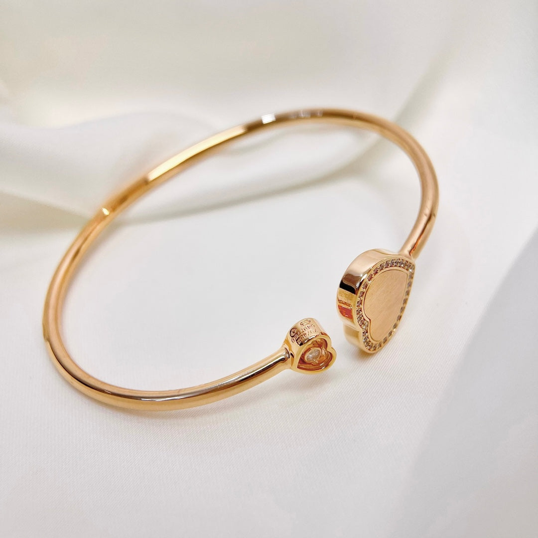 CHOPARD HAPPY HEART BRACELET PINK GOLD TIGER EYE DIAMOND