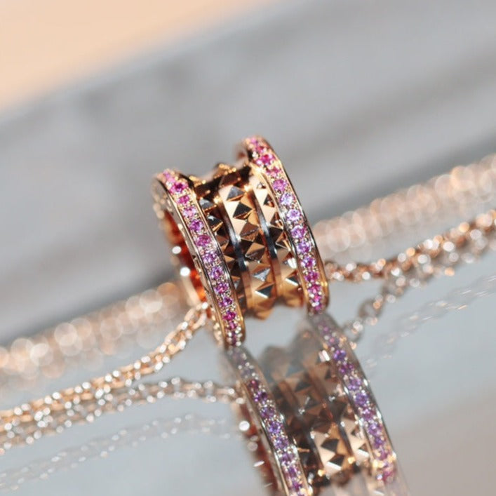 BVLGARI ZERO 1 ROCK PINK GOLD PINK DIAMOND NECKLACE