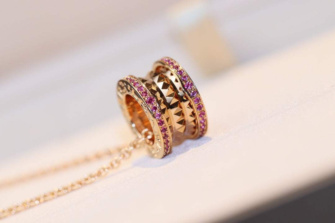 BVLGARI ZERO 1 ROCK PINK GOLD PINK DIAMOND NECKLACE