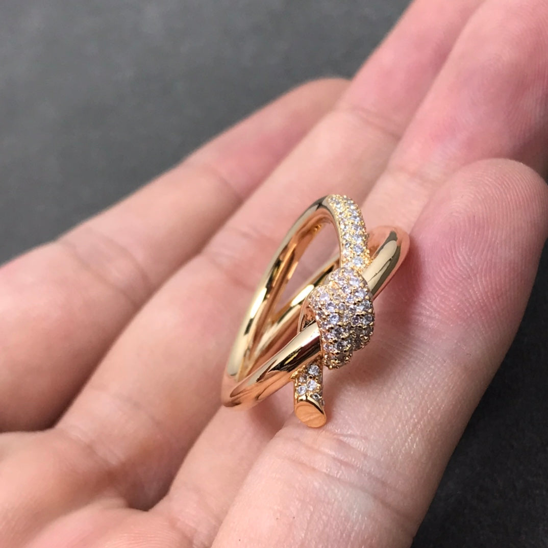 TIFFANY KNOT RING DOUBLE ROW DIAMOND