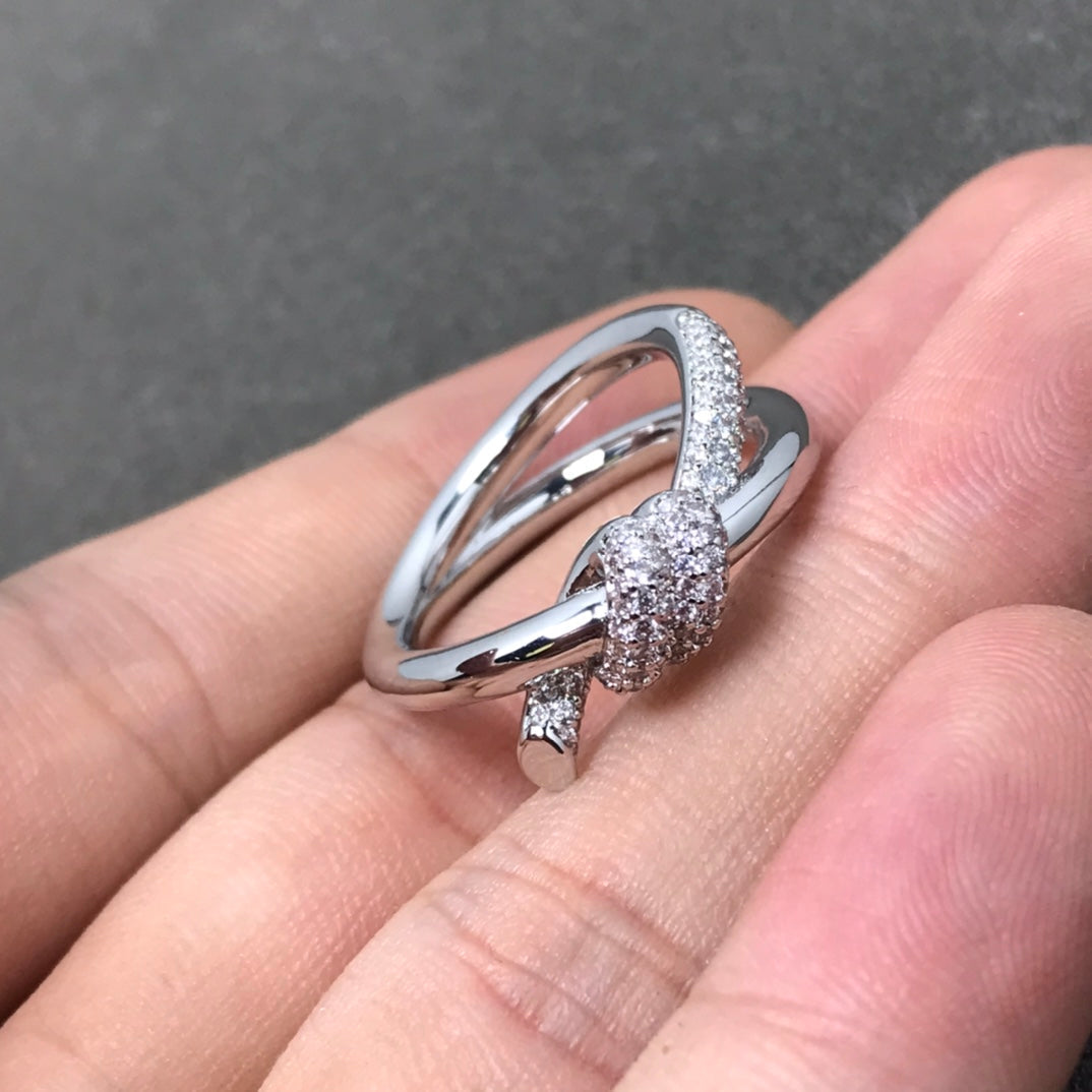 TIFFANY KNOT RING DOUBLE ROW DIAMOND