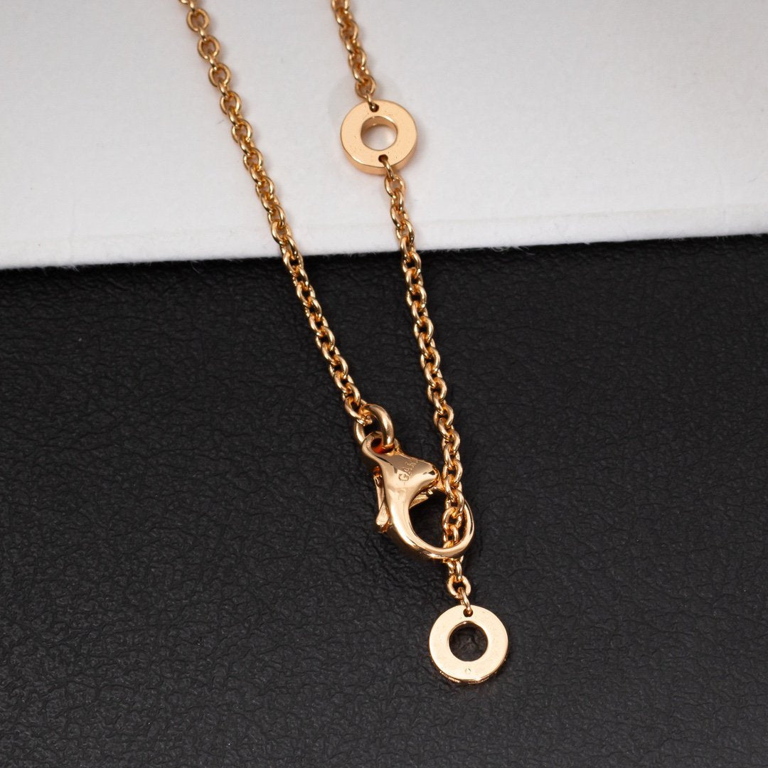 BVLGARI ZERO 1 WHITE CERAMIC PINK GOLD DIAMOND NECKLACE