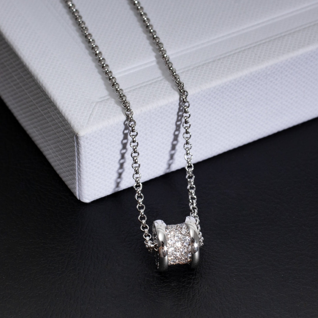 BVLGARI ZERO 1 SILVER DIAMOND NECKLACE