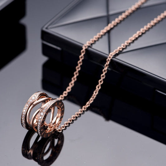 BVLGARI ZERO 1 PINK GOLD DIAMOND OPEN NECKLACE