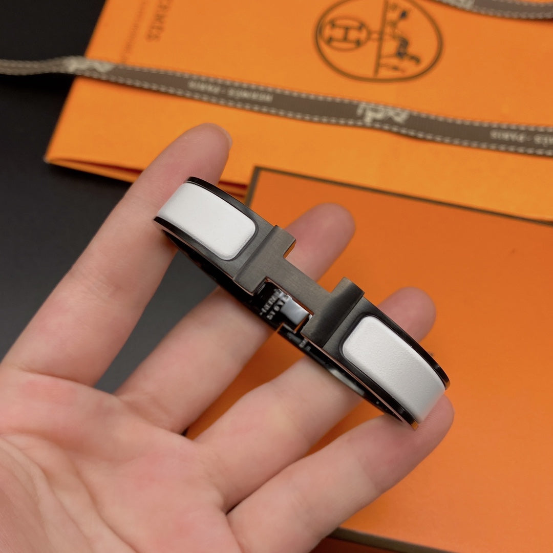 HERMES H BRACELET 12MM BLACK WHITE CERAMIC