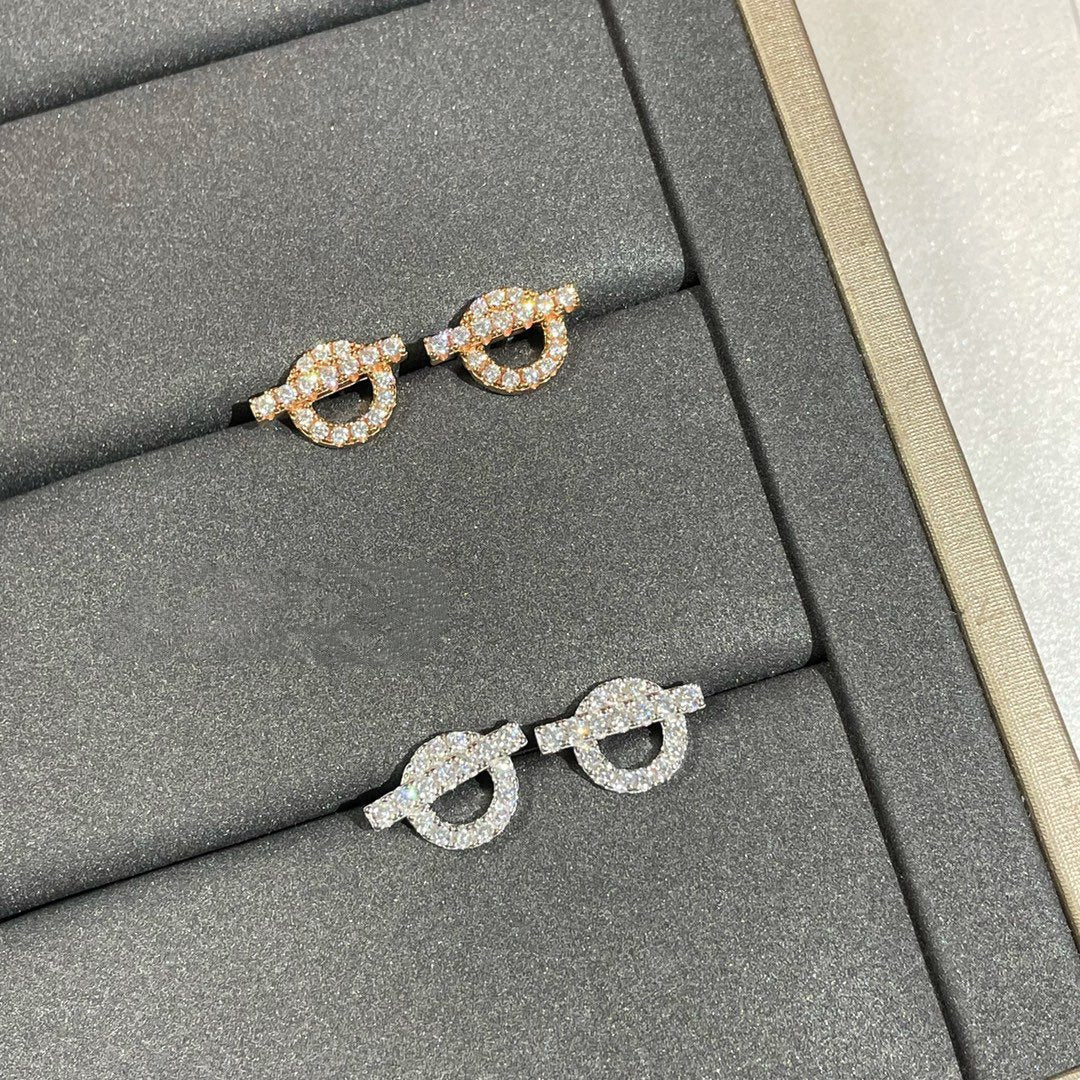 HERMES ECHAPPEE MINI DIAMOND STUD EARRINGS