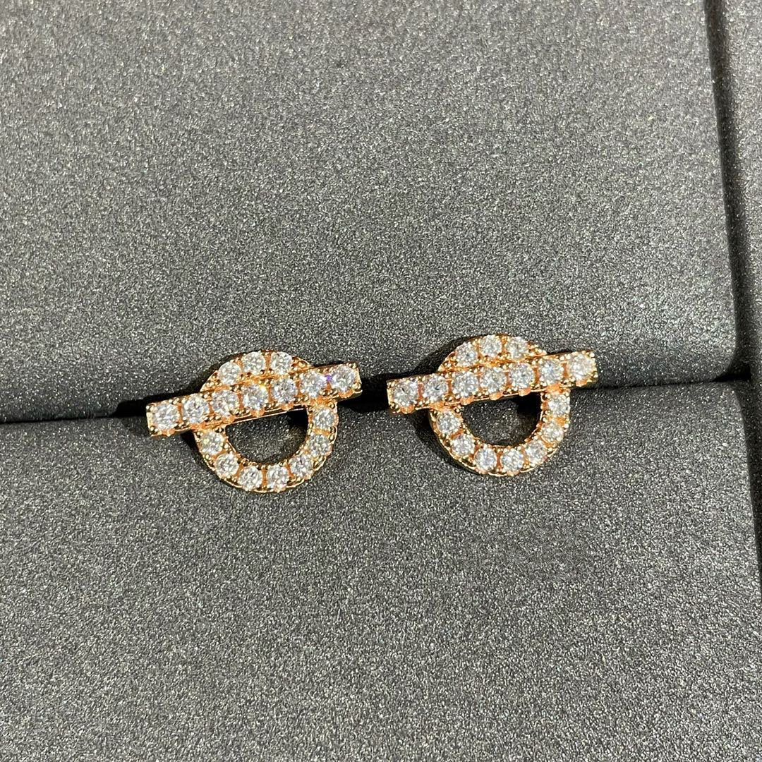 HERMES ECHAPPEE MINI DIAMOND STUD EARRINGS
