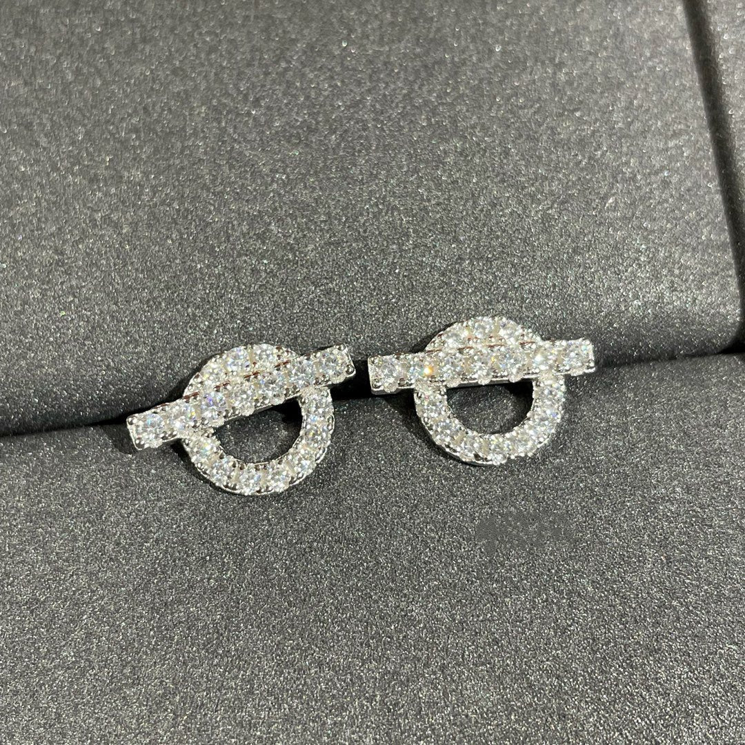 HERMES ECHAPPEE MINI DIAMOND STUD EARRINGS