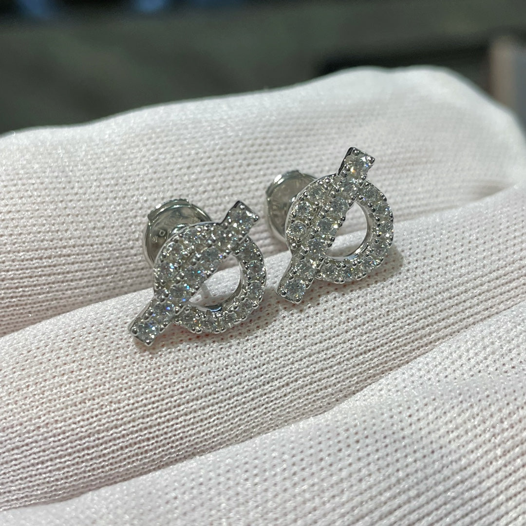 HERMES ECHAPPEE MINI DIAMOND STUD EARRINGS