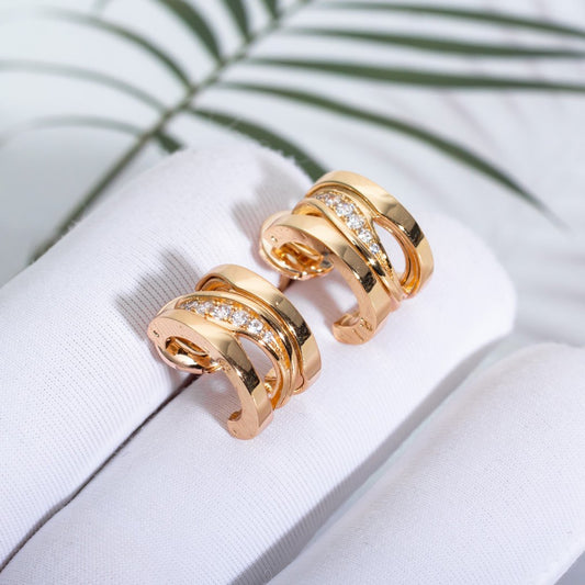 BVLGARI ZERO 1 PINK GOLD DIAMONDS EARRINGS