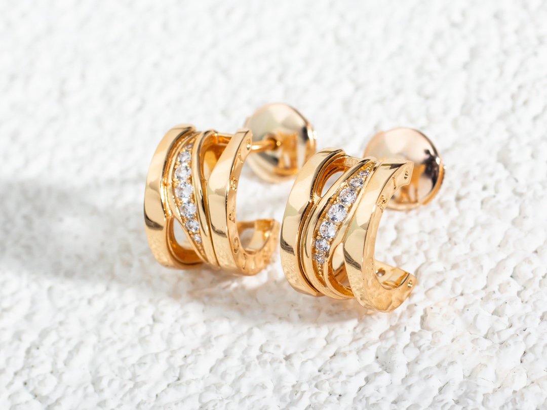 BVLGARI ZERO 1 PINK GOLD DIAMONDS EARRINGS