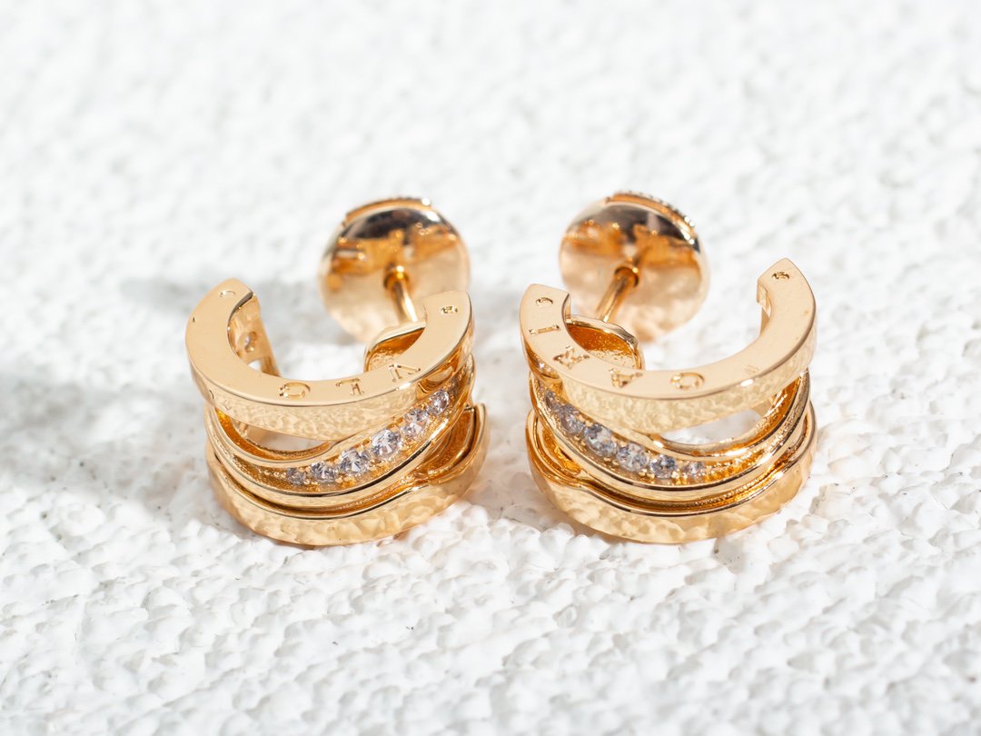 BVLGARI ZERO 1 PINK GOLD DIAMONDS EARRINGS