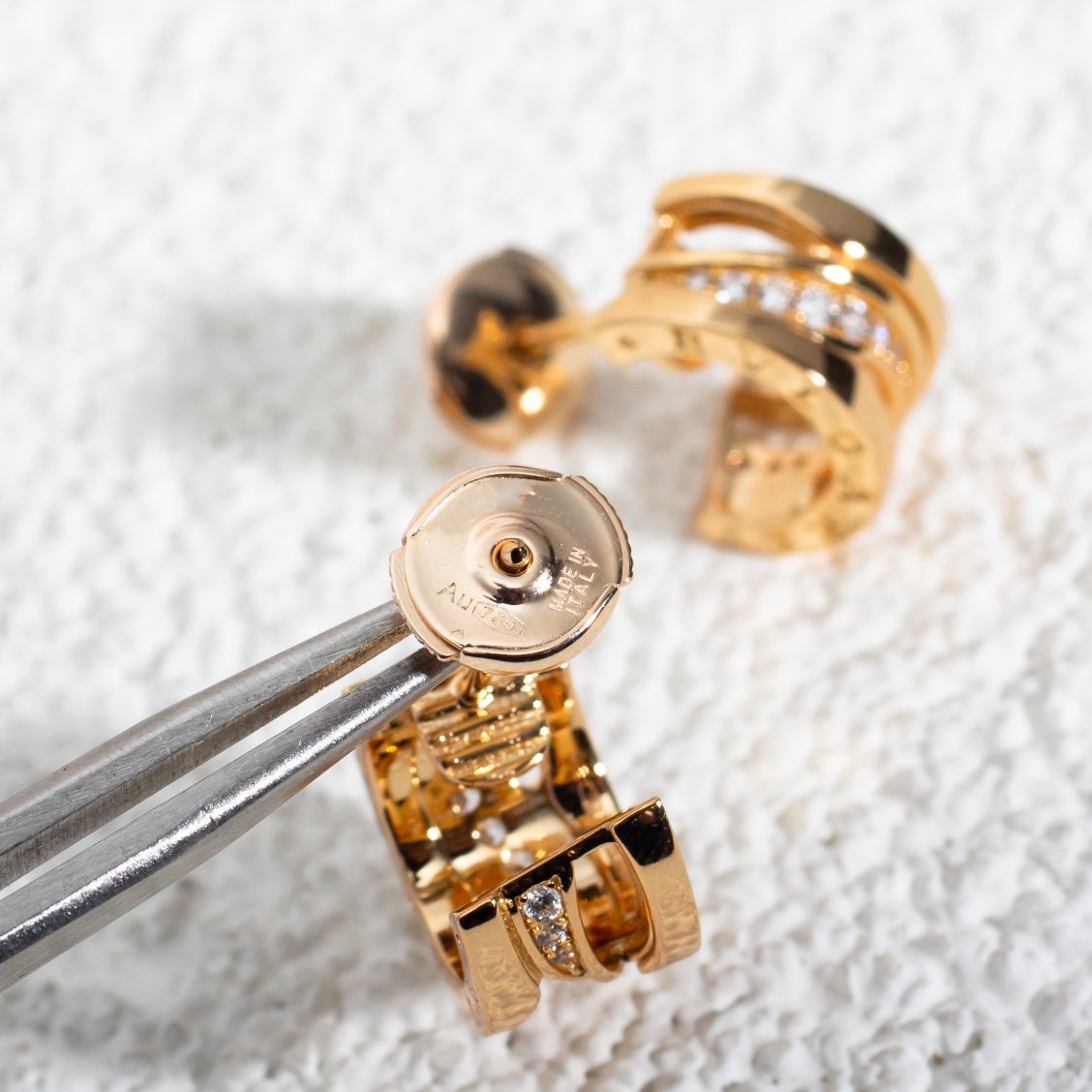BVLGARI ZERO 1 PINK GOLD DIAMONDS EARRINGS
