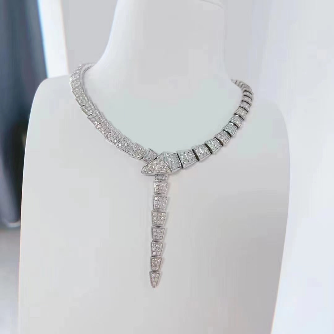 BVLGARI SERPENTI SILVER DIAMOND NECKLACE