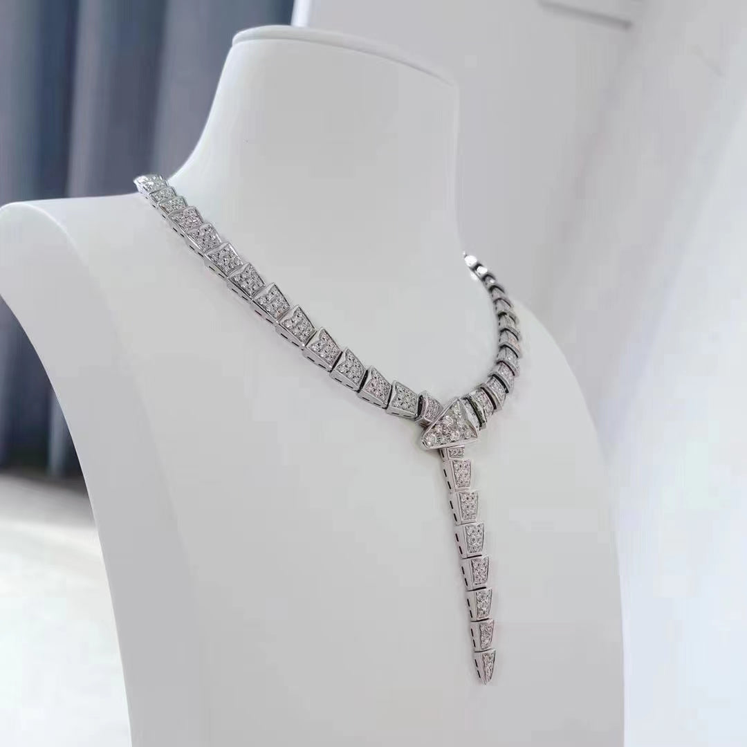 BVLGARI SERPENTI SILVER DIAMOND NECKLACE