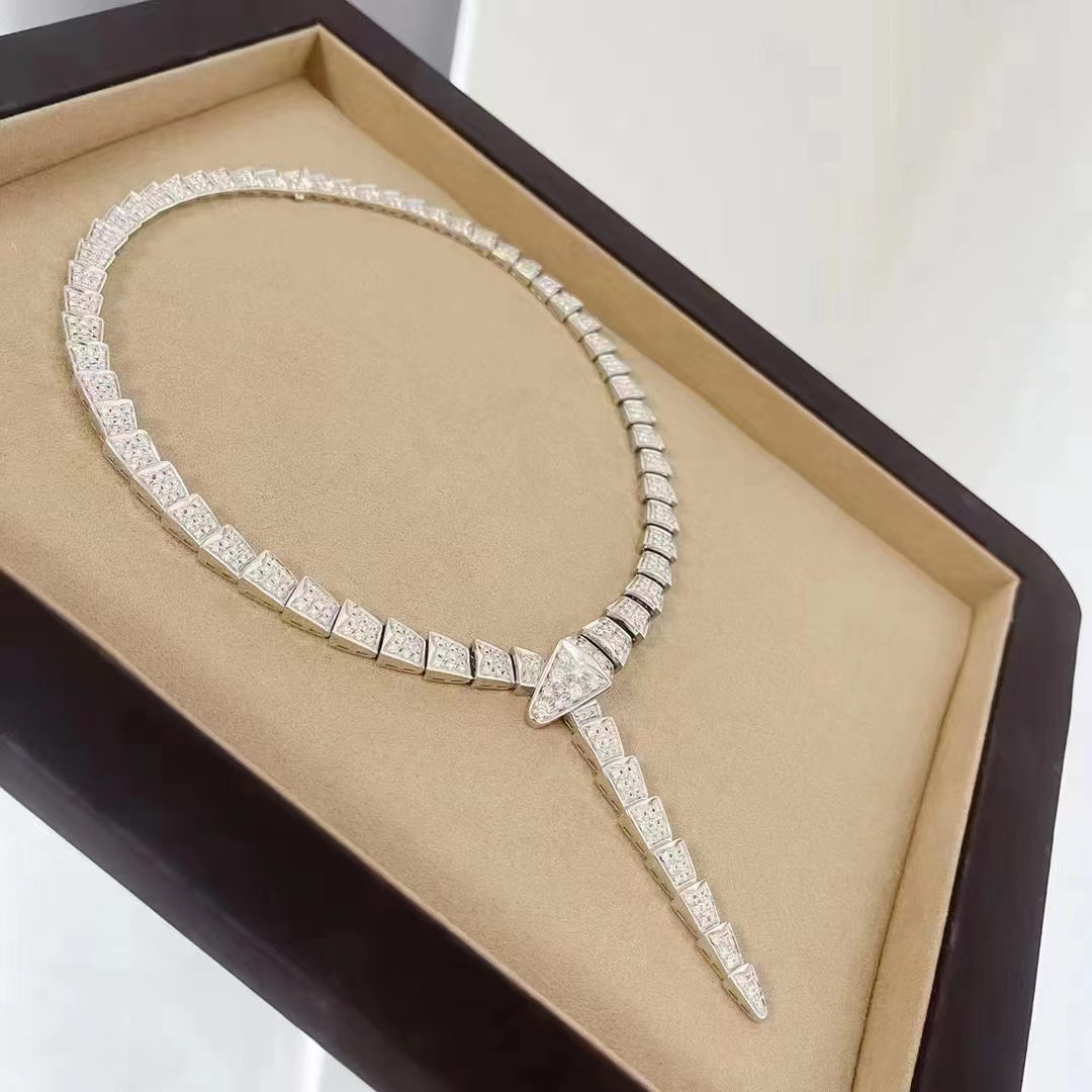 BVLGARI SERPENTI SILVER DIAMOND NECKLACE