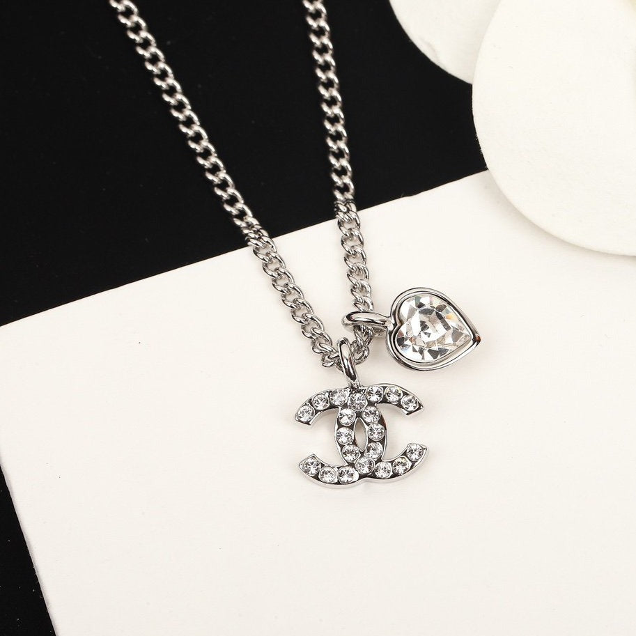 Chanel Double C Heart Diamond Necklace