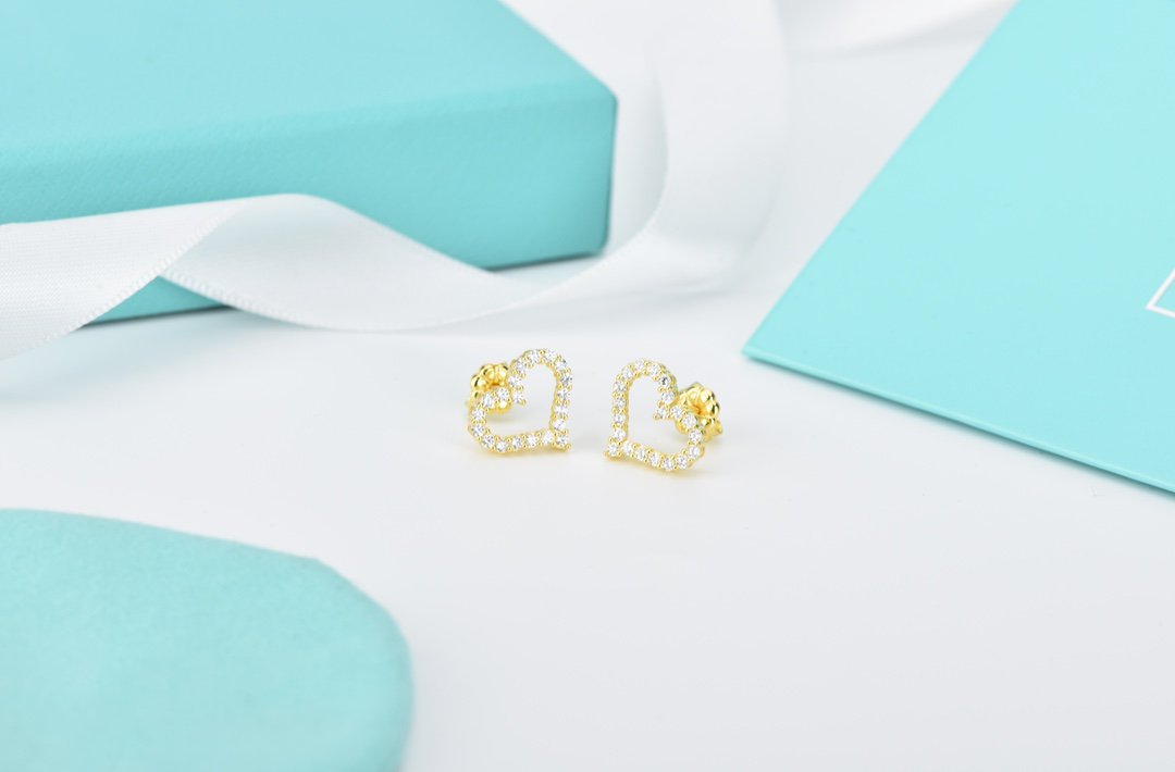 TIFFANY OPEN HEART STUD DIAMOND EARRINGS