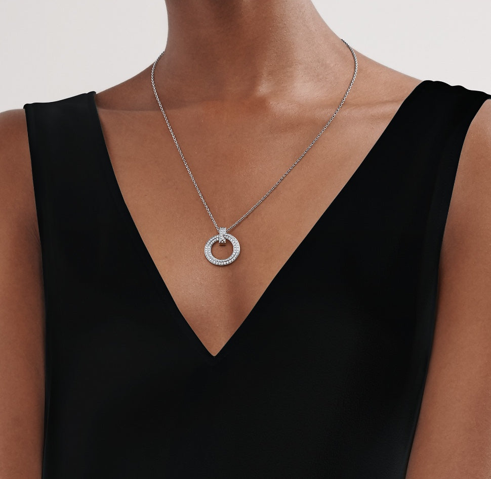 TIFFANY T CIRCLE PEDANT DIAMOND NECKLACE