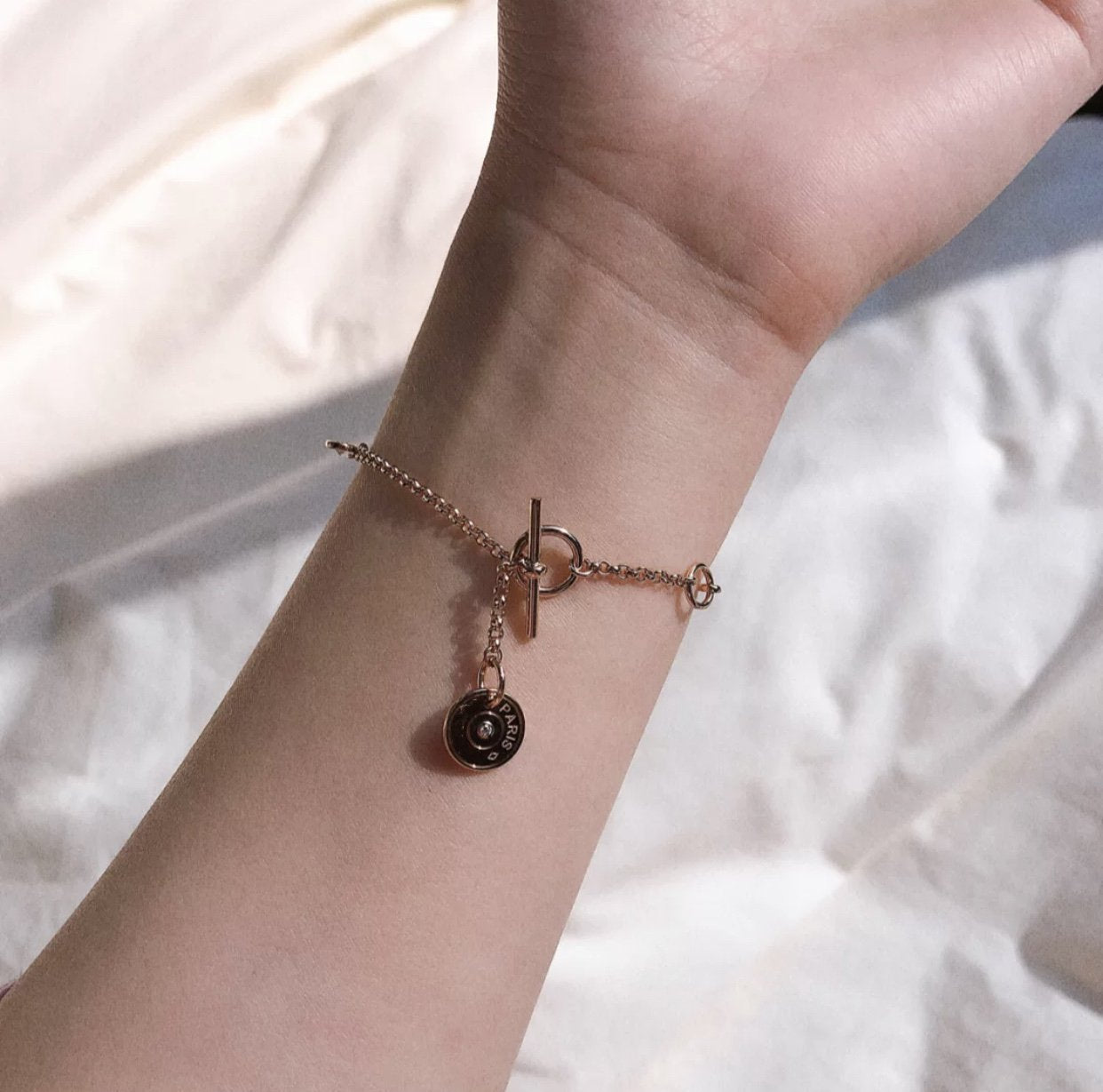 HERMES ECHAPEE PINK GOLD BRACELET