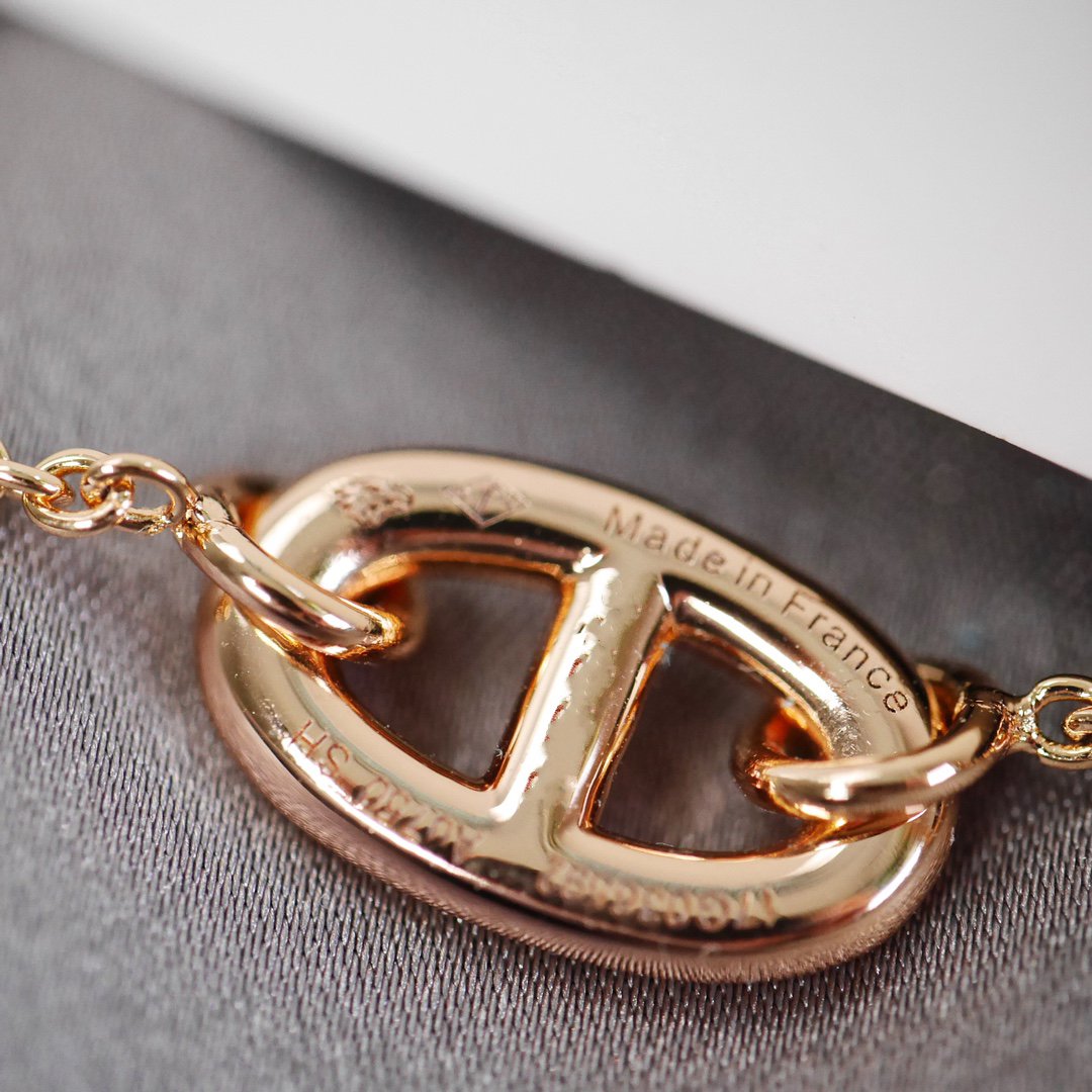 HERMES DANCRE CHAINE 3 MOTIF PINK GOLD BRACELET