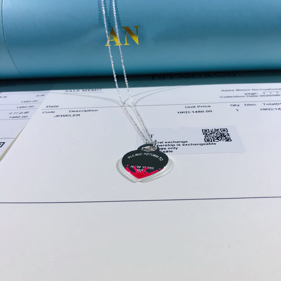 TIFFANY COLOUR HEART SPLASH TAG NECKLACE