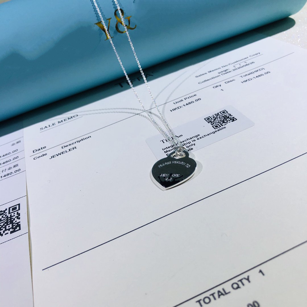 TIFFANY COLOUR HEART SPLASH TAG NECKLACE