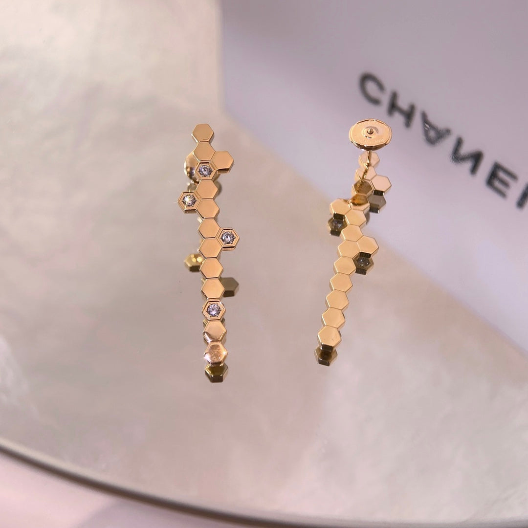 CHAUMET BEE MY LOVE DIAMND LONG STUD EARRINGS