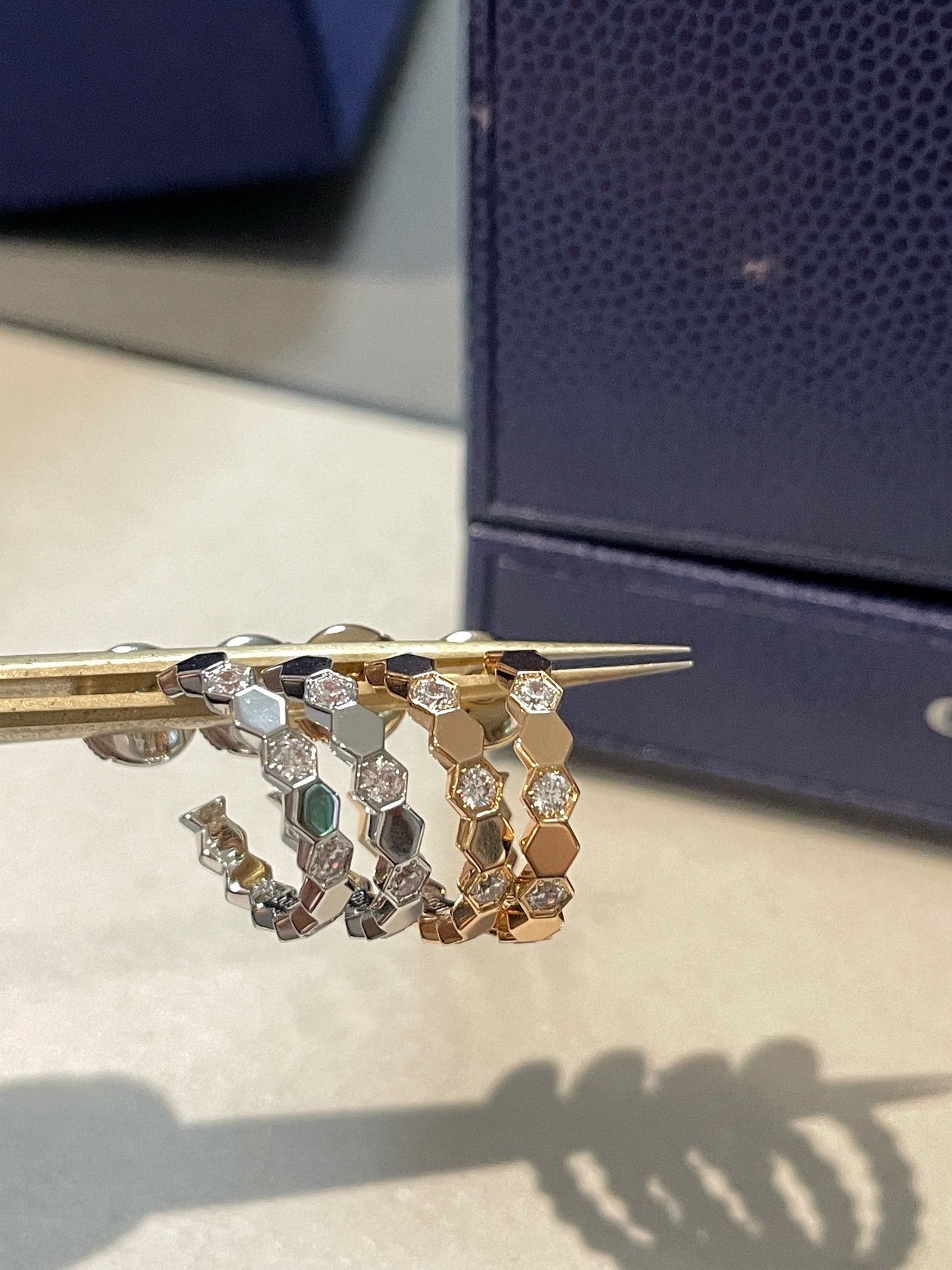 CHAUMET HONEE PINK GOLD DIAMOND HOOP EARRINGS