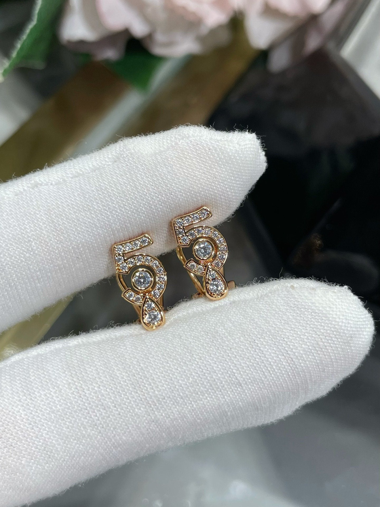 Chanel No5 Diamond Stud Earrings