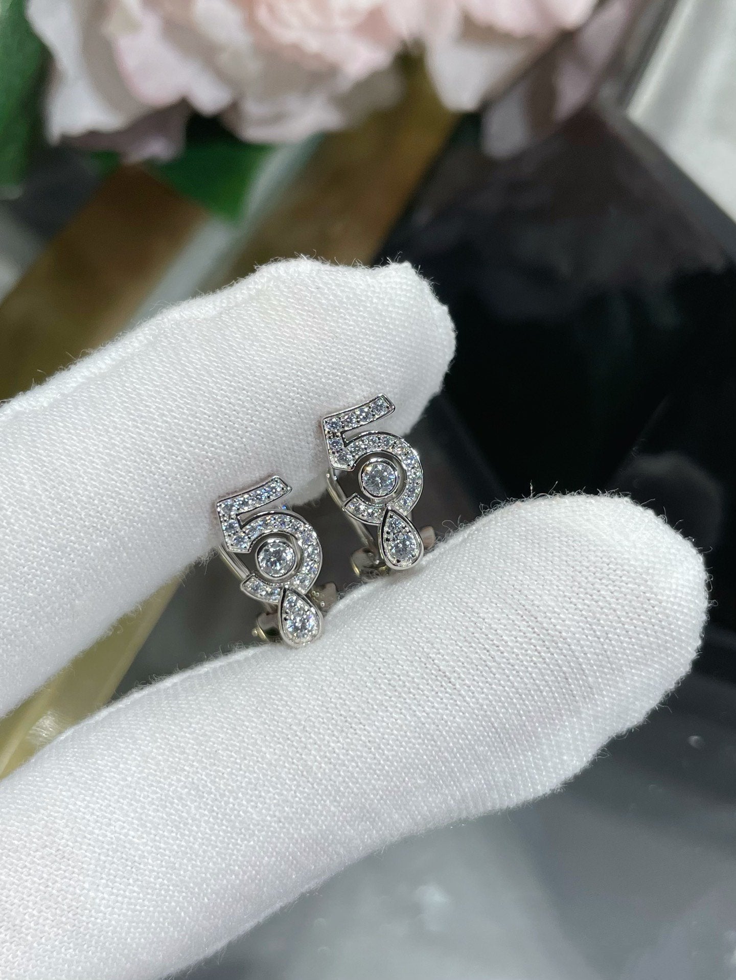 Chanel No5 Diamond Stud Earrings