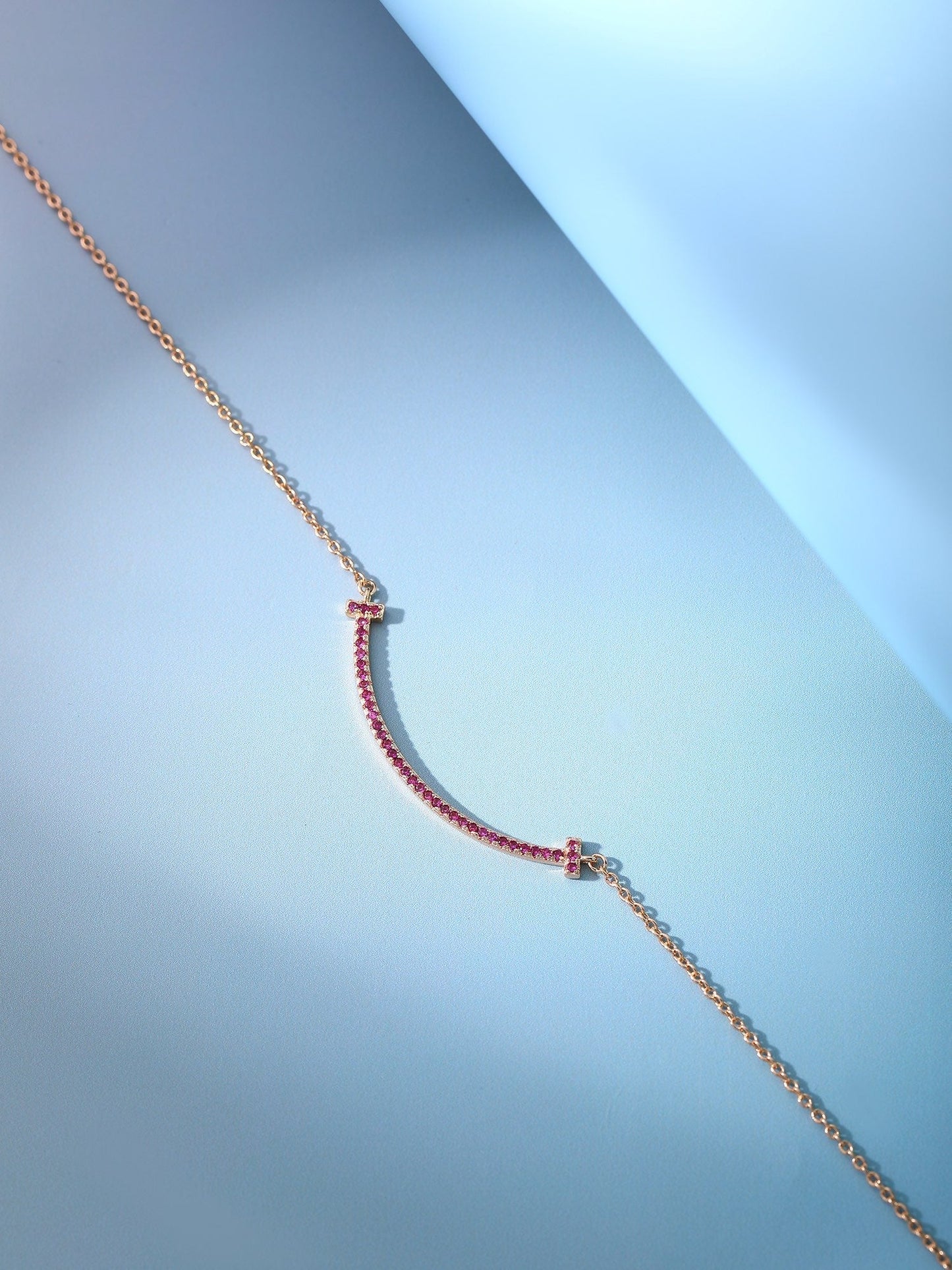 TIFFANY BIG SMILE PEDANT PINK DIAMOND NECKLACE