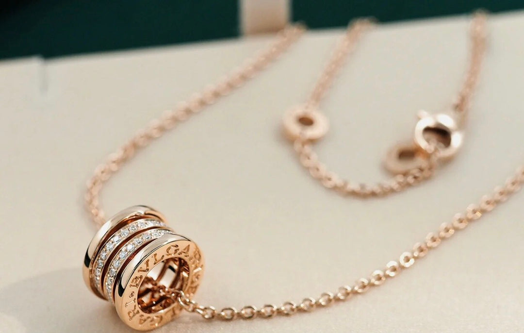 BVLGARI ZERO 1 PINK GOLD DIAMOND NECKLACE