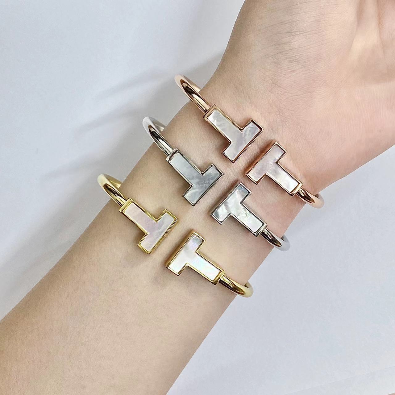 TIFFANY T WIDE MOP OPEN BRACELET