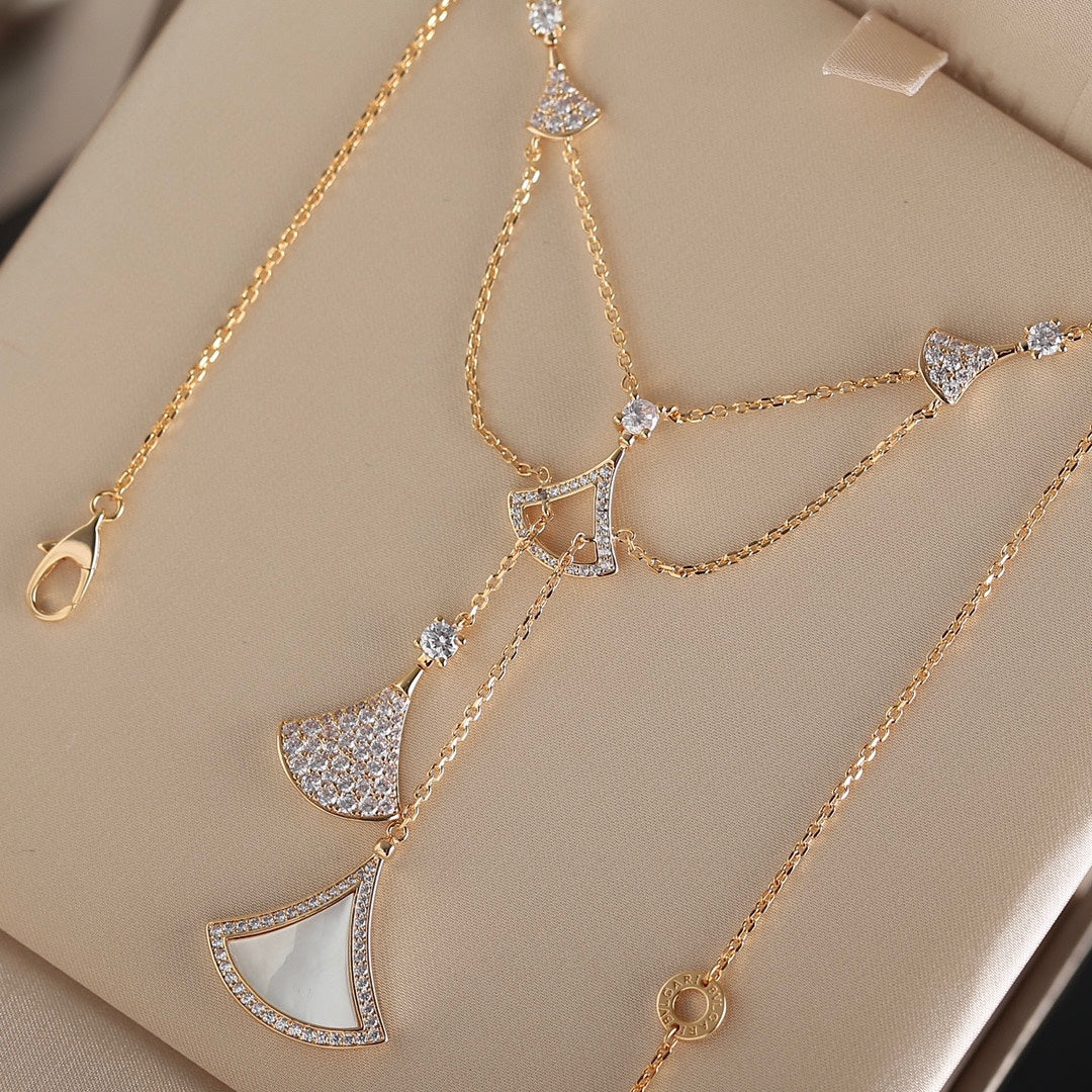 BVLGARI DREAM DOUBLE CHAIN PINK GOLD NECKLACE