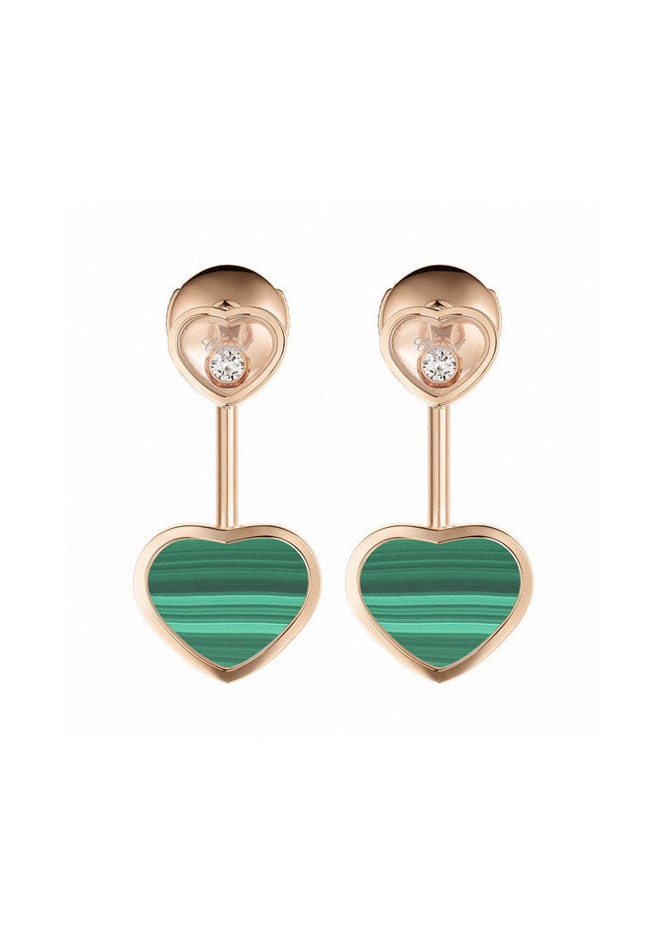 CHOPARD HAPPY HEART PINK GOLD DROP EARRINGS