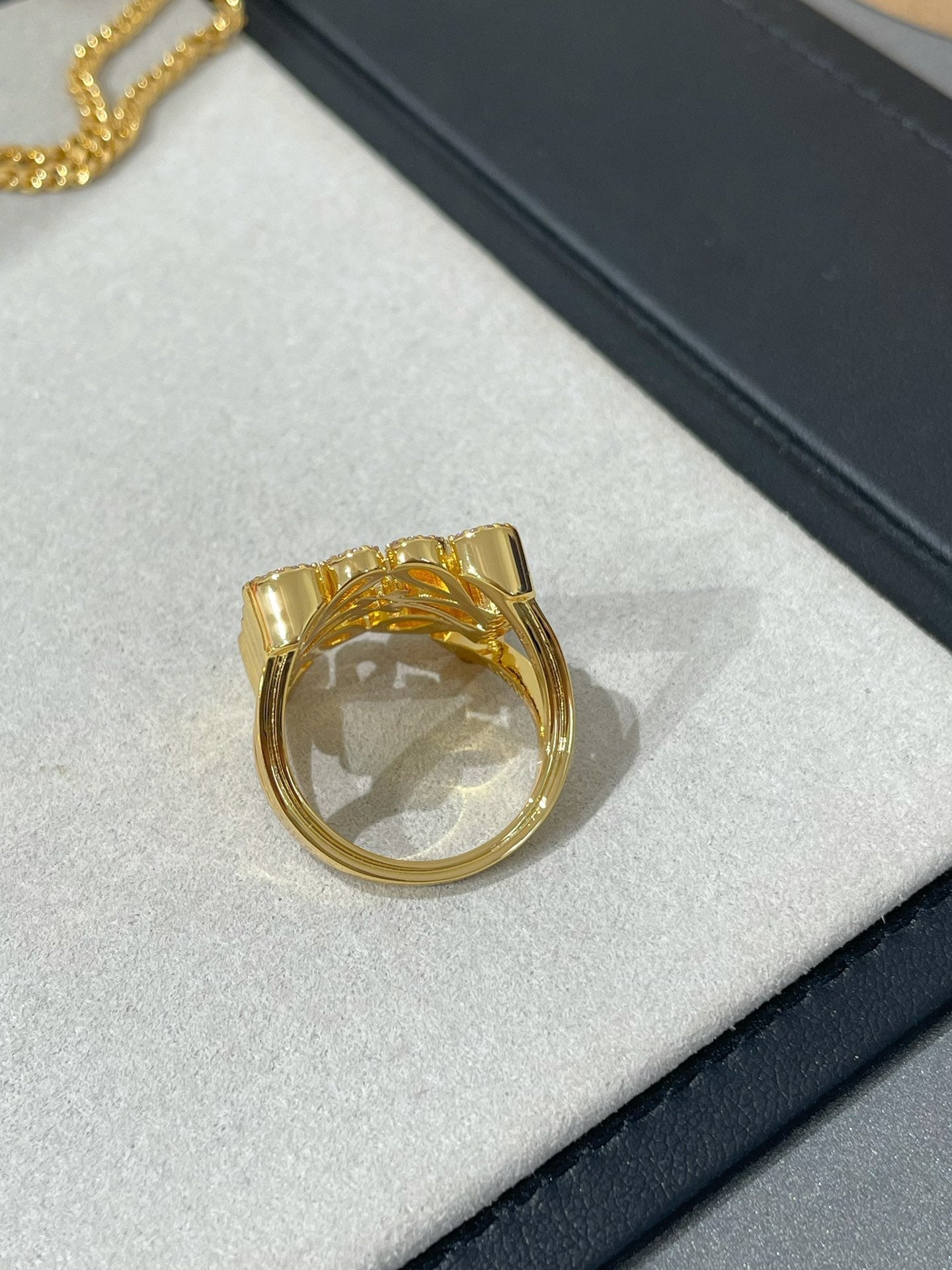 DIOR ANNAGRAM DIAMOND PAVED GOLD RING