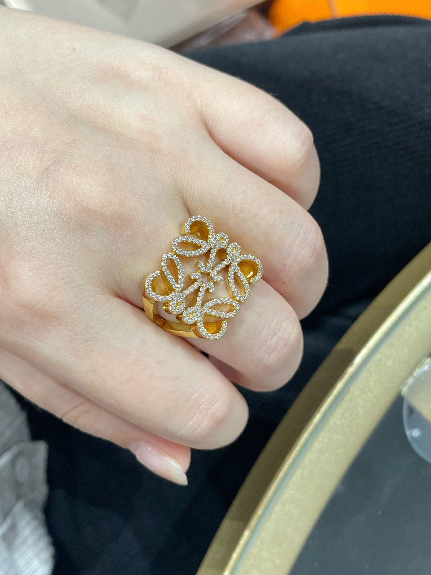 DIOR ANNAGRAM DIAMOND PAVED GOLD RING