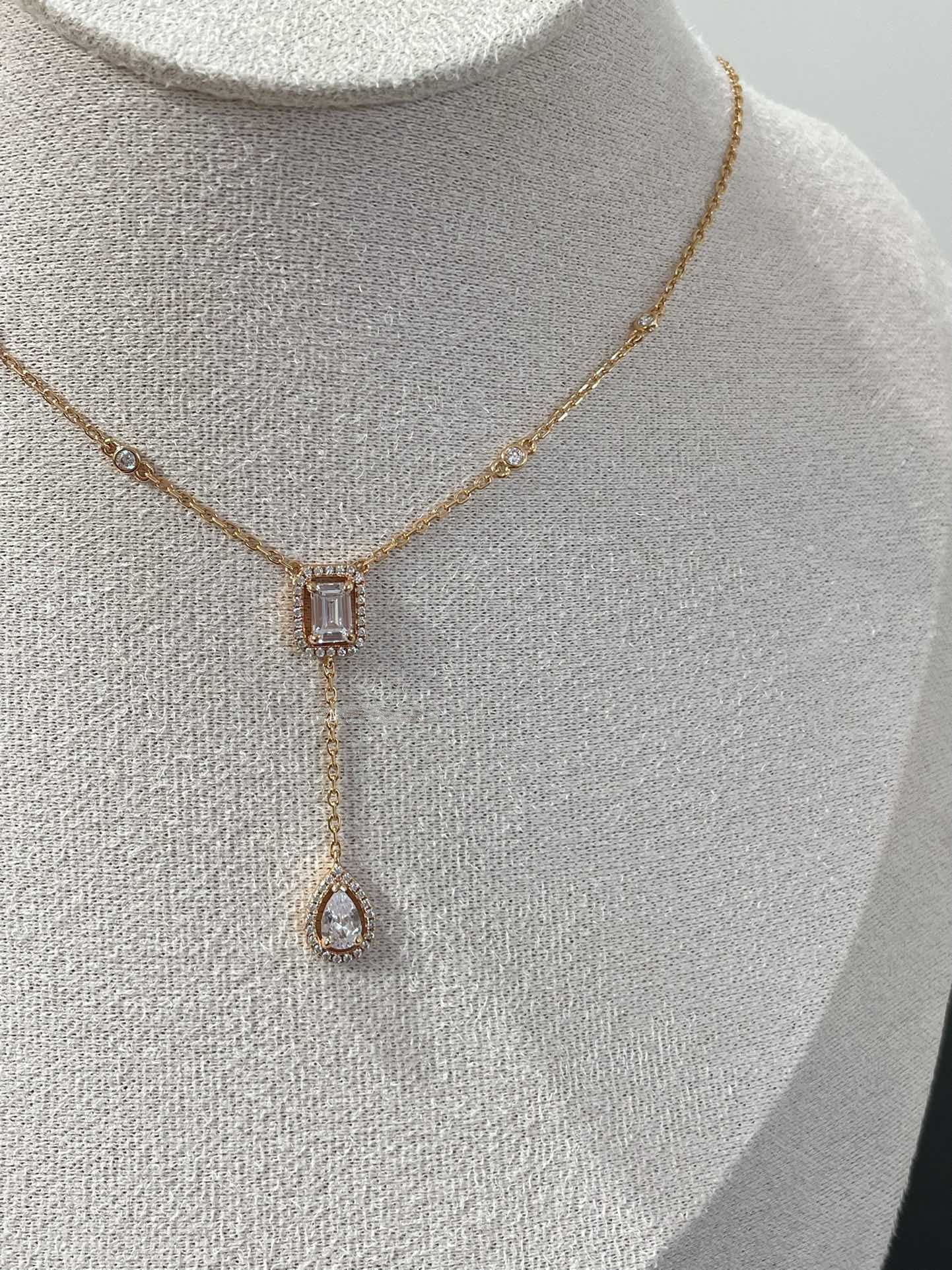 MESSIKA MY TWIN DIAMOND PINK GOLD TIE NECKLACE