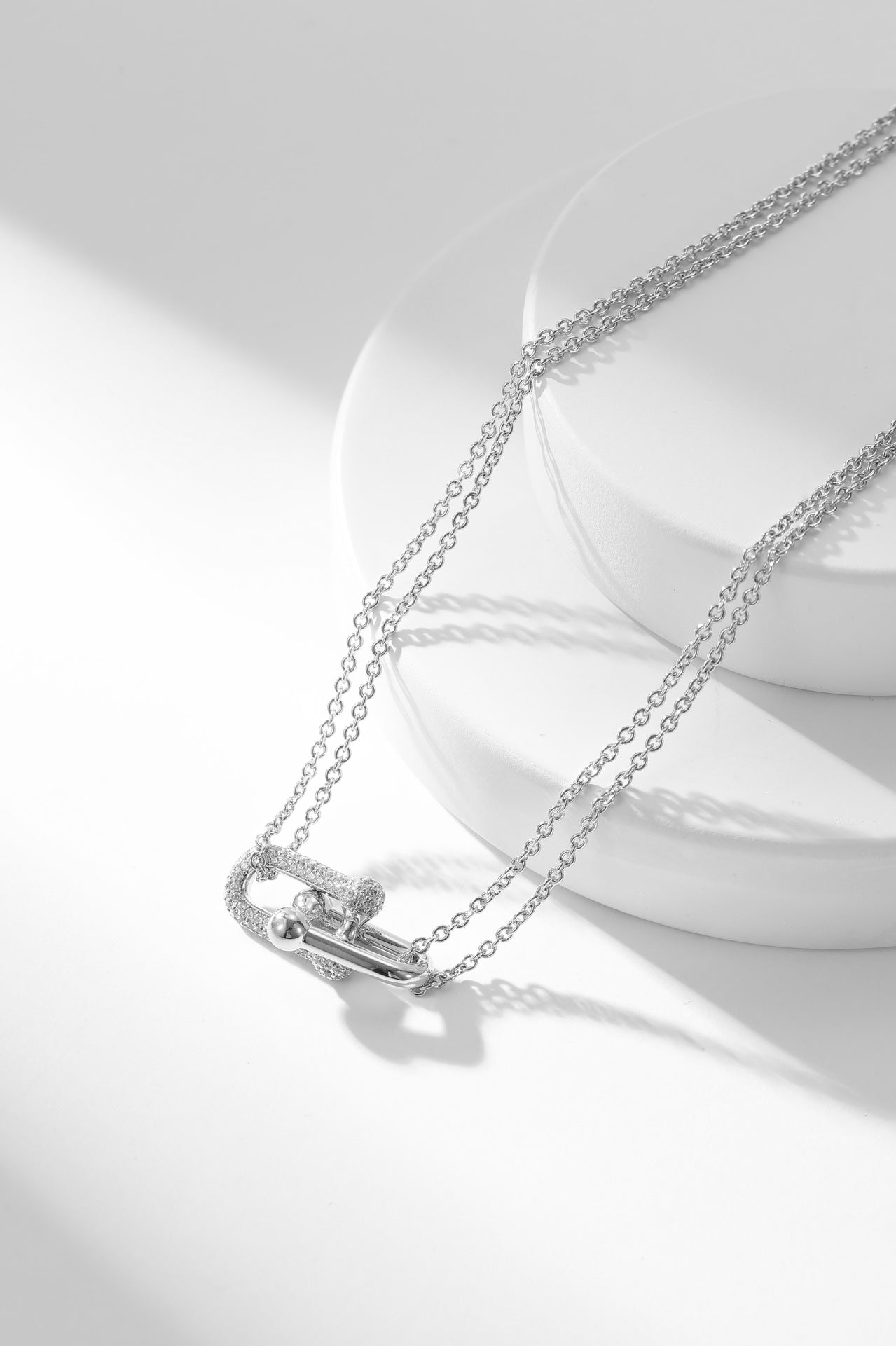 TIFFANY HARDWEAR DIAMOND PEDANT DOUBLE CHAIN NECKLACE
