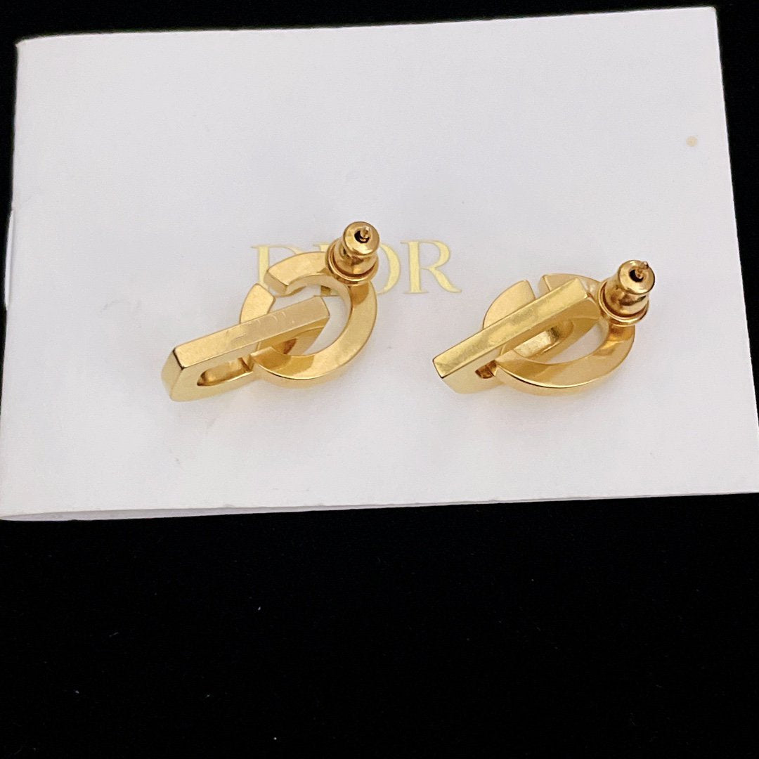 DIOR CD DROP GOLD EARRINGS