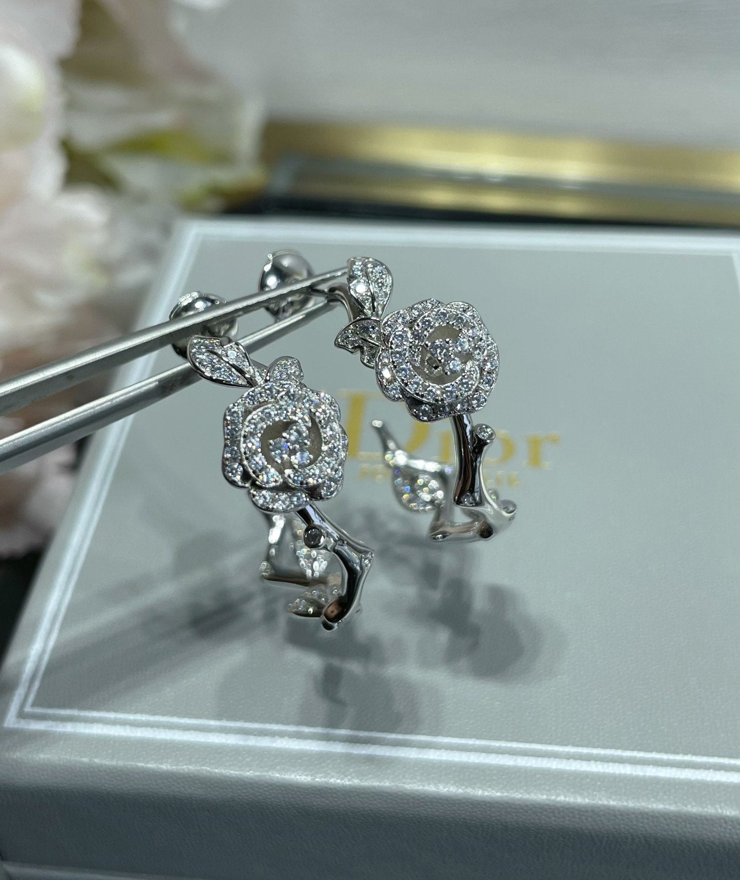 DIOR ROSE BAGATELLE DIAMOND EARRINGS