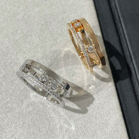 MESSIKA MOVE ROMANE PINK GOLD AND SILVER DIAMOND RING