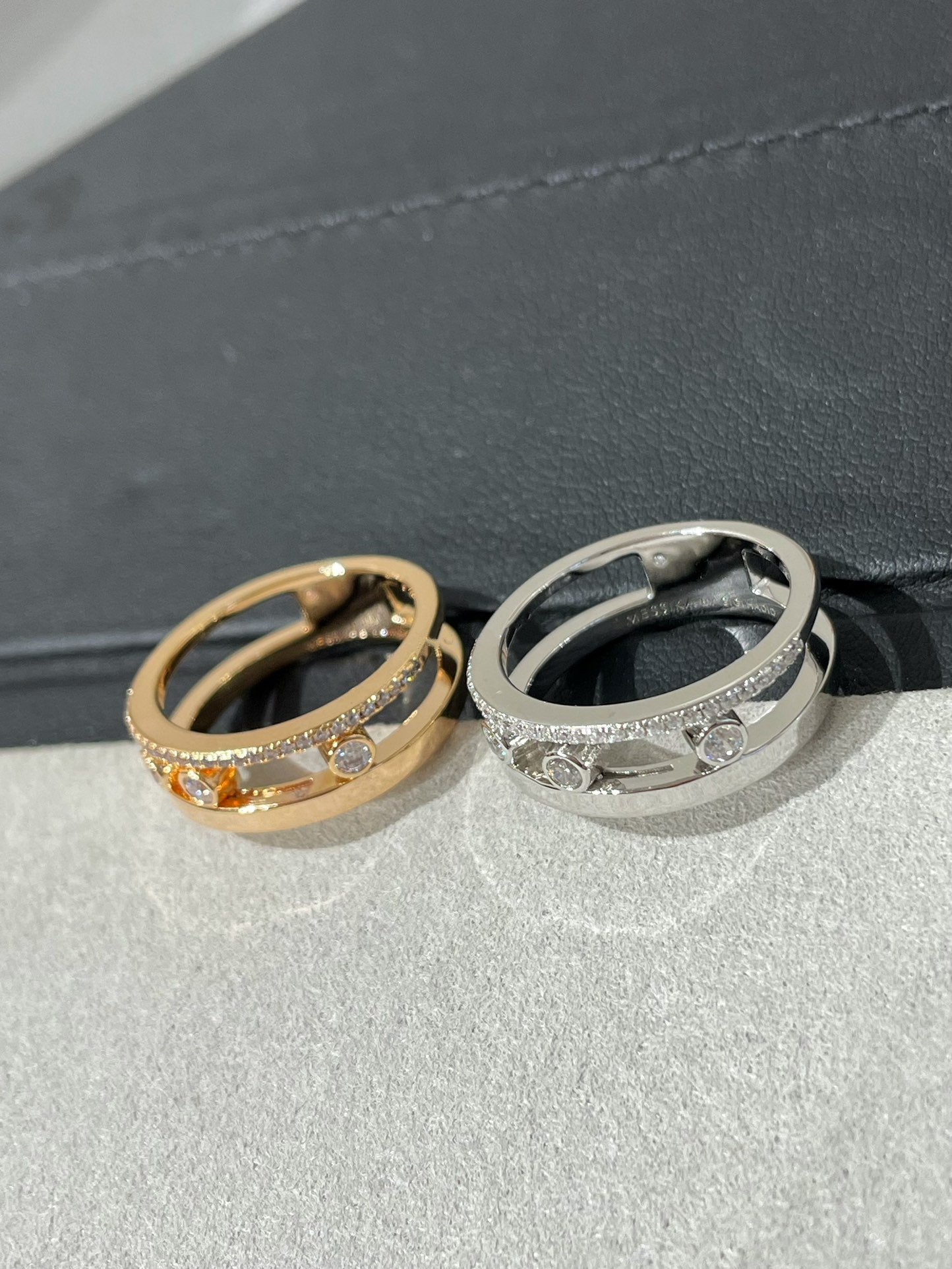 MESSIKA MOVE ROMANE PINK GOLD AND SILVER DIAMOND RING