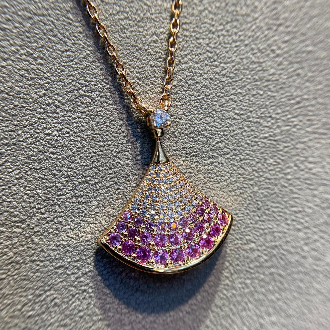 BVLGARI DREAM PINK DIAMOND PAVED NECKLACE
